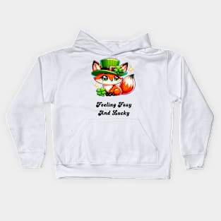 St. Patrick's Day Fox - Feeling Foxy and Lucky Kids Hoodie